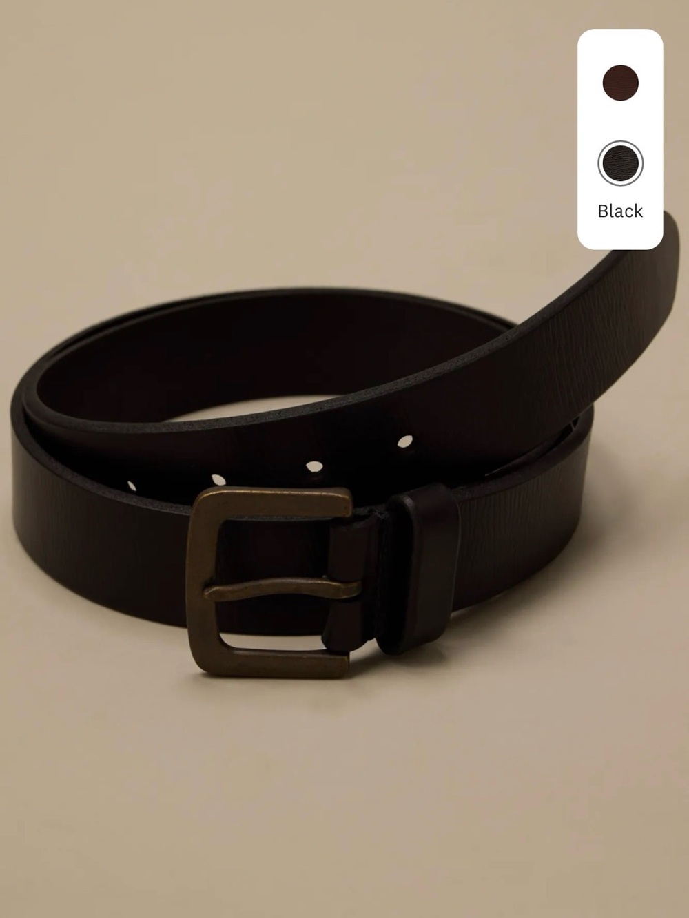 Lucky Brand Black Leather Santa Fe Belt with Antique Brass Buckle